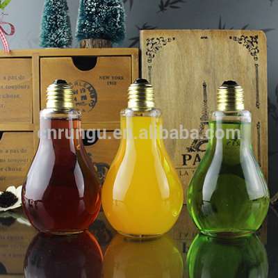 Wholesale Glass Juice Light Bulb Bottle with Lid